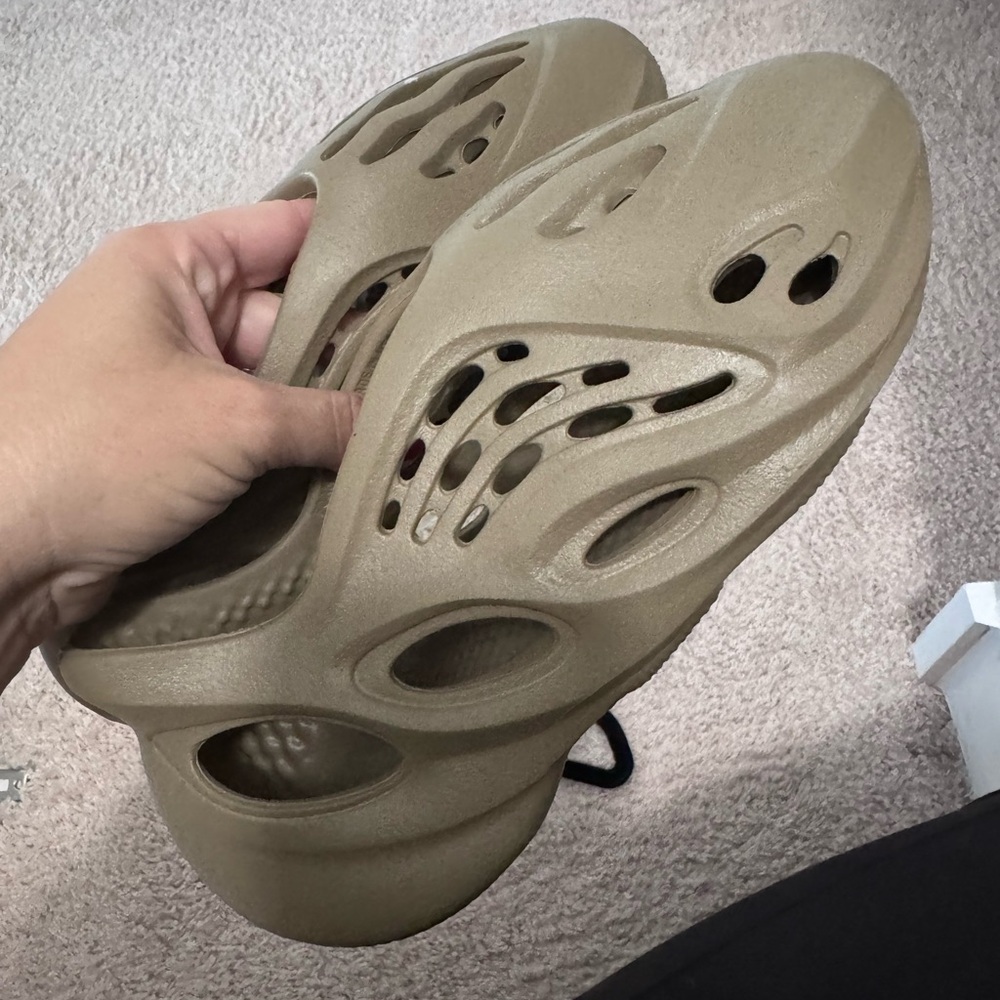 Adidas Beige Foam Slip-Ons